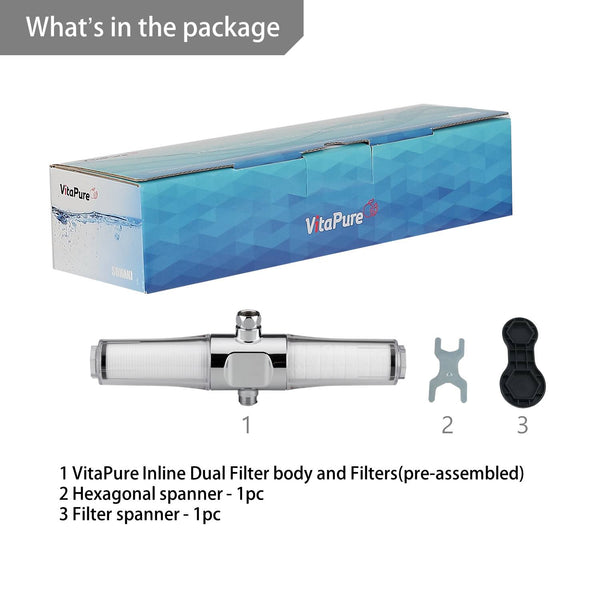 VitaPure SUF-400SPX Universal Inline Shower Filter combined with PureMax & SediMax. Price down $99.99 It was $129.00