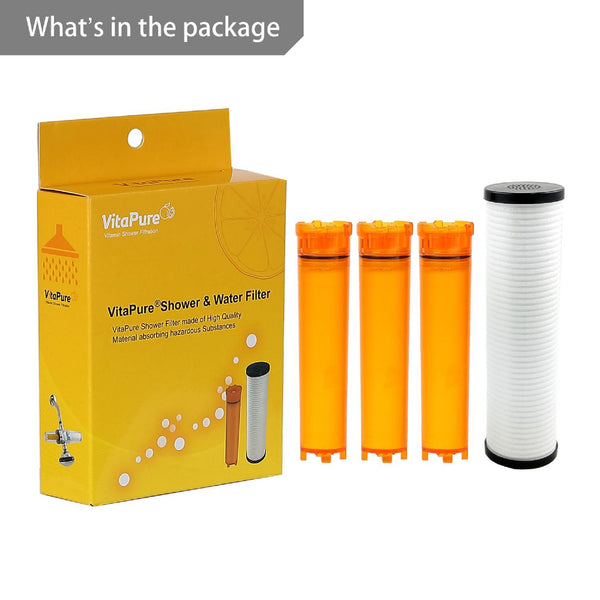 VCF-03P Refill Filter Cartridge for Inline Shower Filter SUF-300VPX-Pack includes 3 Vitamin C & 1 ACF Filter