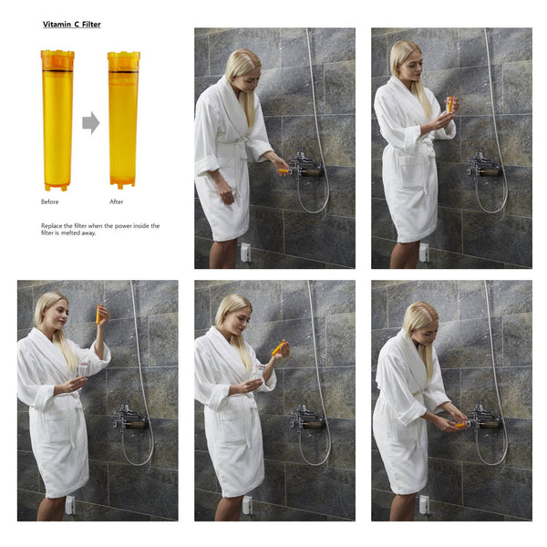 VCF-03P Refill Filter Cartridge for Inline Shower Filter SUF-300VPX-Pack includes 3 Vitamin C & 1 ACF Filter