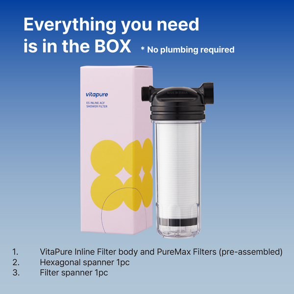 VitaPure SUF-350P Inline Shower Filter, Removing Chlorine & Chloramine, Rust & Impurities, Heavy Metals & Contaminants form Tap Water