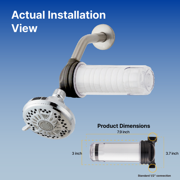 VitaPure SUF-350P Inline Shower Filter, Removing Chlorine & Chloramine, Rust & Impurities, Heavy Metals & Contaminants form Tap Water