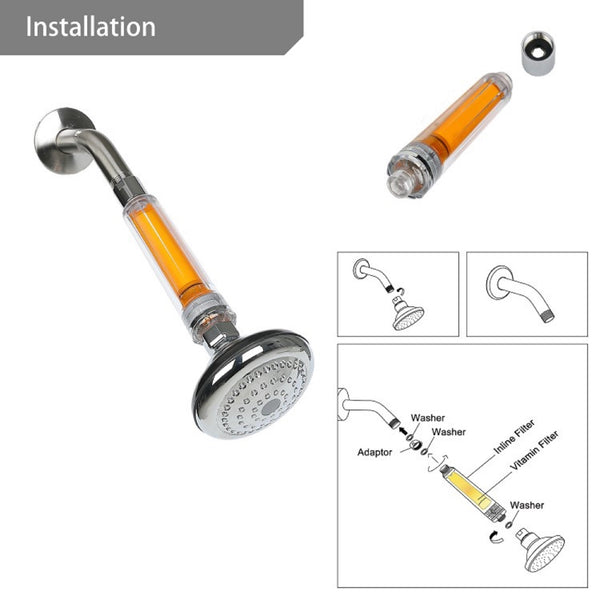 VitaPure SUF-50V Ultra Compact  Vitamin C Inline Filter - use your own showerhead and remove Chlorine & Chloramines