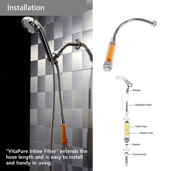 VitaPure SUF-50V Ultra Compact  Vitamin C Inline Filter - use your own showerhead and remove Chlorine & Chloramines