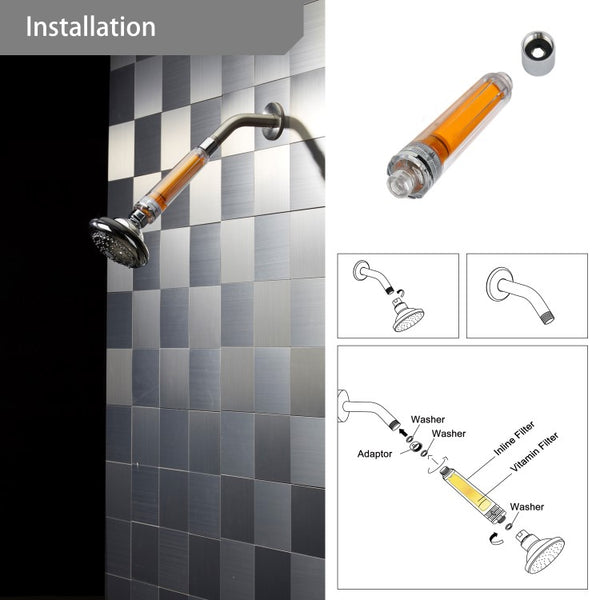 VitaPure SUF-50V Ultra Compact  Vitamin C Inline Filter - use your own showerhead and remove Chlorine & Chloramines