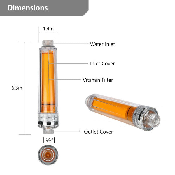 VitaPure SUF-50V Ultra Compact  Vitamin C Inline Filter - use your own showerhead and remove Chlorine & Chloramines