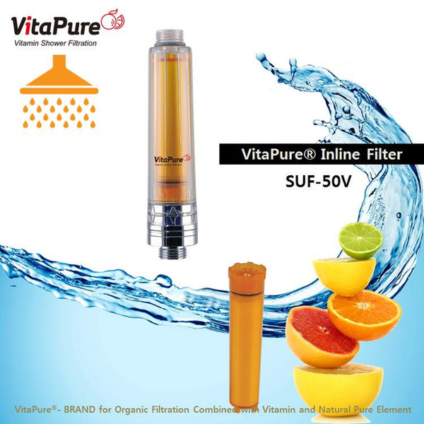 VitaPure SUF-50V Ultra Compact  Vitamin C Inline Filter - use your own showerhead and remove Chlorine & Chloramines
