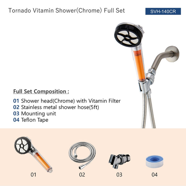 SVH-140CR Vitamin C Shower Full Set  by SONAKI VitaPure -Removes up to 99.9% of Chlorine & Chloramines - Low Flow/High Pressure