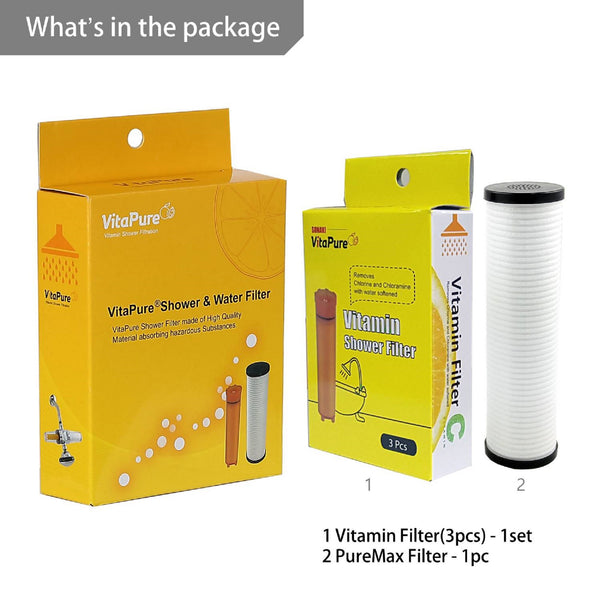 VCF-03P Refill Filter Cartridge for  Inline Shower Filter SUF-300VPX-Pack includes 3 Vitamin C & 1 ACF Filter